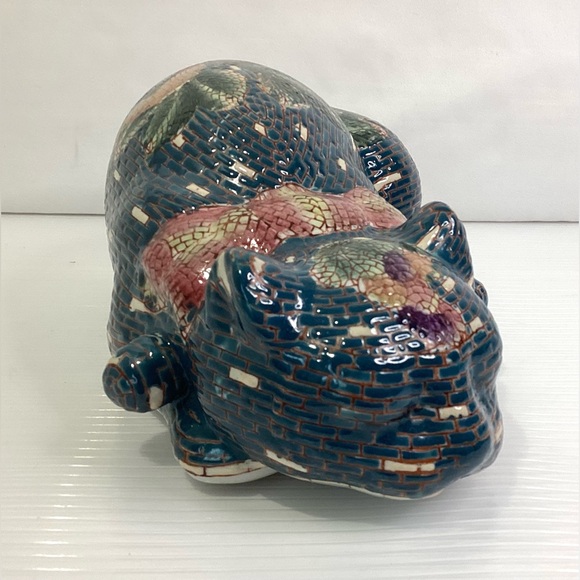 Mosaic Ceramic Japanese Sleeping Cat Sculpture Vintage - Picture 3 of 9